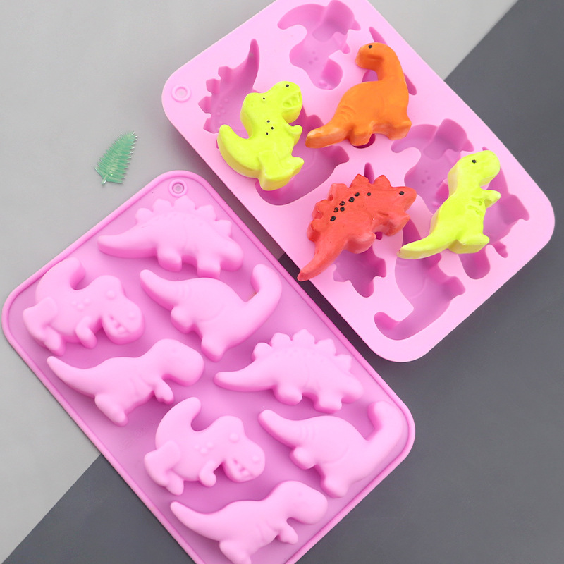 Eco Soap - Cetakan Kue Silikon Kartun 8 Dinosaurus
