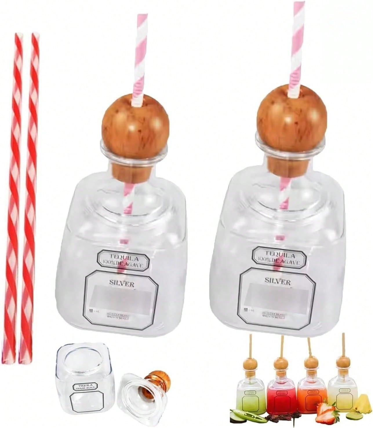2 Gelas Botol Anggur yang Dapa - Reusable Straw ulasan dan harga